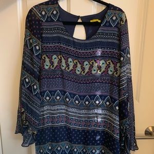 Patterned Bell Sleeve Dress